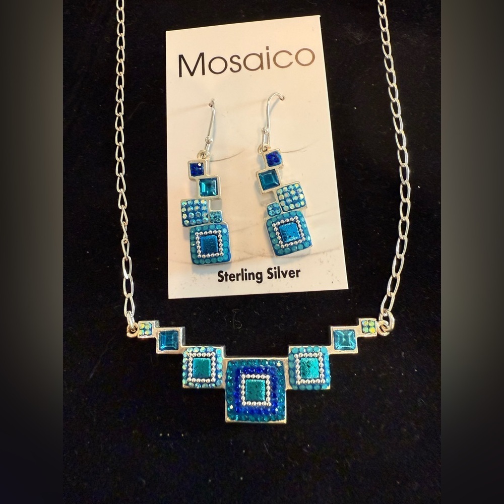 NWT Gorgeous Austrian Crystal / 925 Silver necklace & earrings from Mosaico - Picture 4 of 12